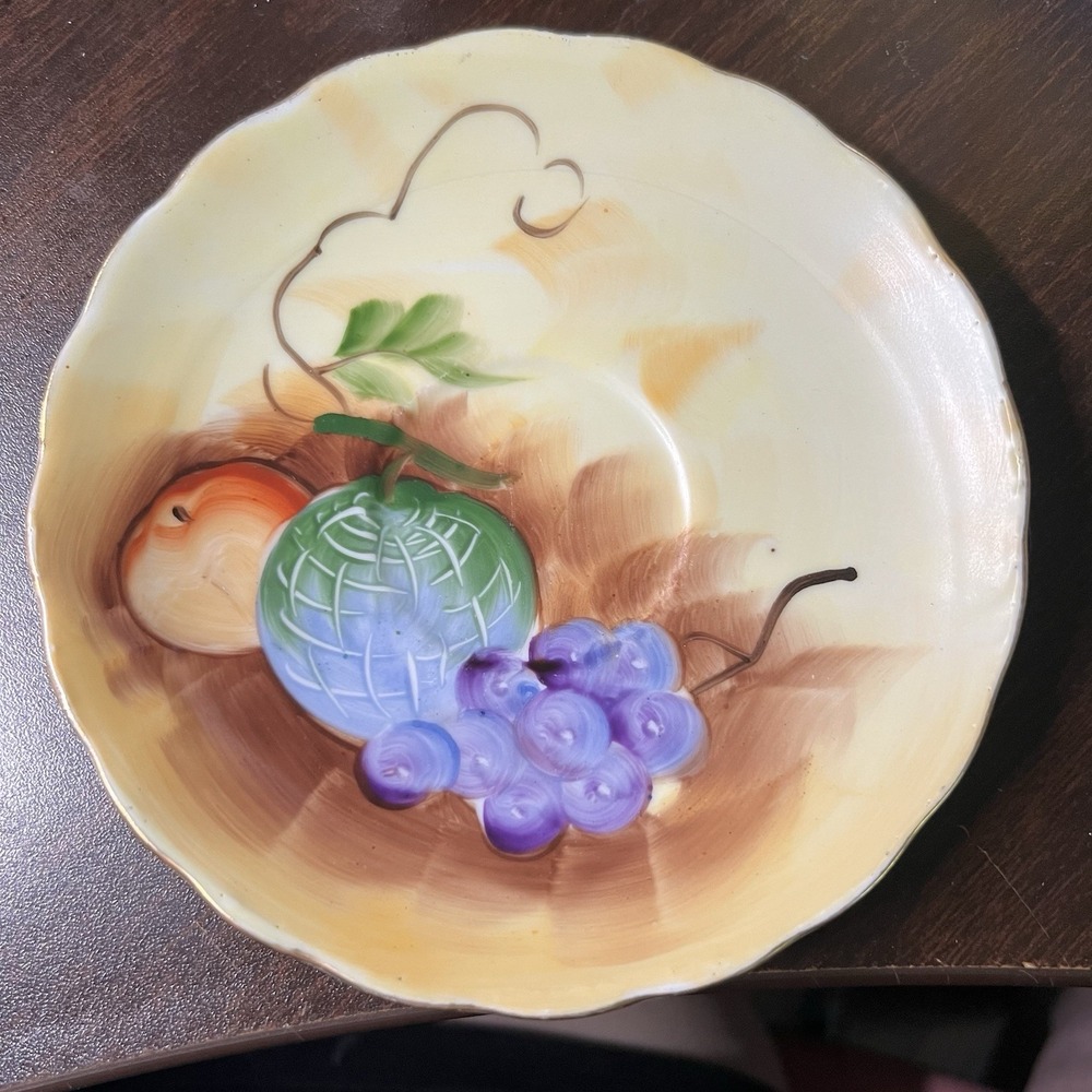 Vintage Enesco Harvest Fruit Saucer‎ E-1432 Autumn Pear Apple Grapes Japan